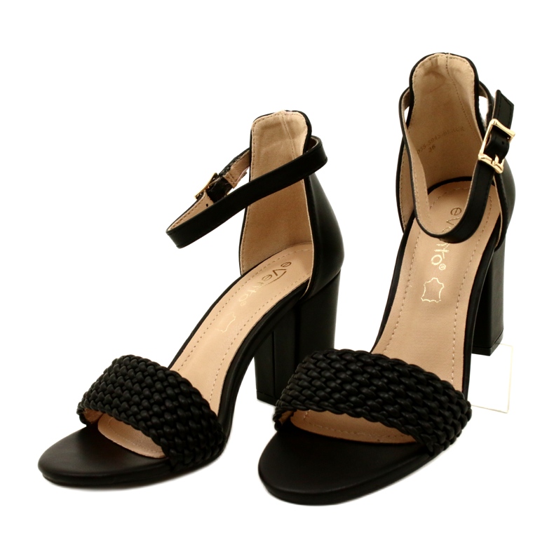 Evento Sandalen mit geflochtenem Absatz Schwarz 23SD35-5945 3