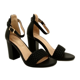 Evento Sandalen mit geflochtenem Absatz Schwarz 23SD35-5945 5