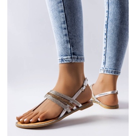 BM Silberne Sandalen mit Lampron-Strasssteinen verziert silber- 1