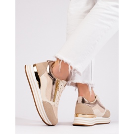 Beige-goldene Plateau-Sneakers von Shelovet 1