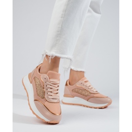 Damen-Plateau-Sneakers Shelovet in Pink und Gold rosa 1
