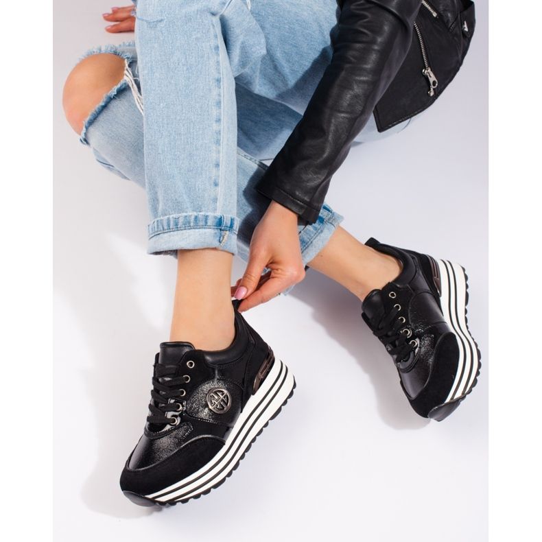 W. Potocki Schwarze Potocki Keilsneaker für Damen 1