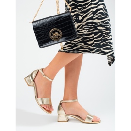 Shelovet Sandalen mit niedrigem Absatz für Damen golden 2