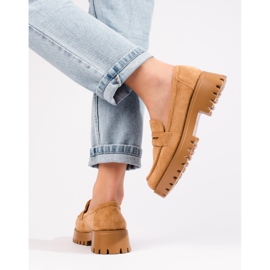 Damen-Loafer aus braunem Wildleder von Shelovet mit dicker Sohle 1