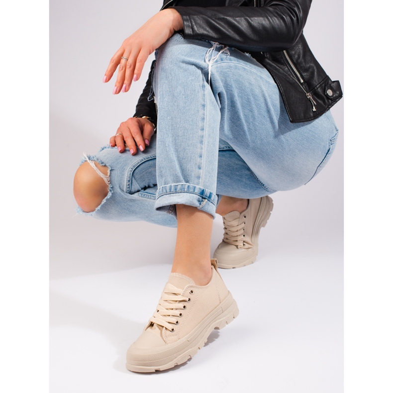 Klassische Damen-Sneaker auf der Shelovet-Plattform beige 2