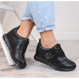 Damen Sportschuhe mit verstecktem Keil schwarz Jezzi ASA170-11 1