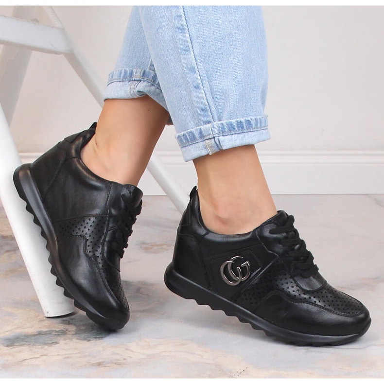 Damen Sportschuhe mit verstecktem Keil schwarz Jezzi ASA170-11 1