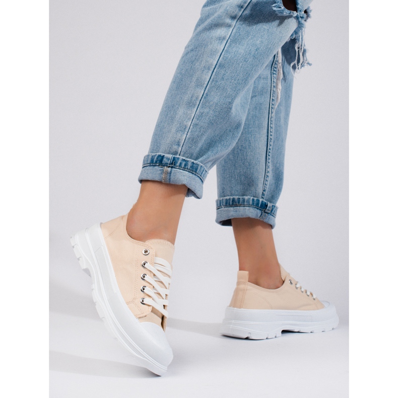 Damen-Plateau-Sneaker Shelovet beige 1