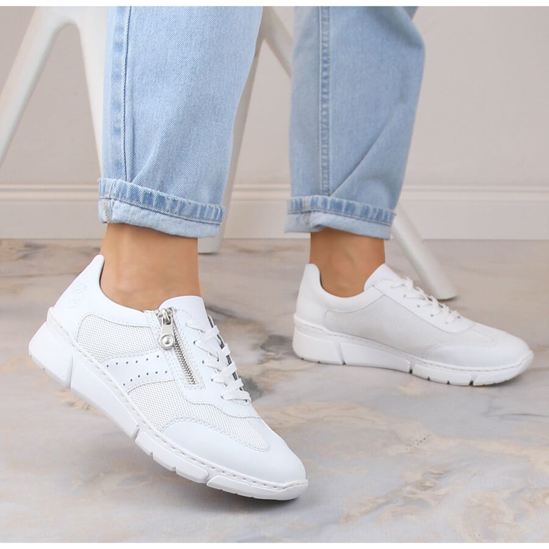 Bequeme Damen Sportschuhe weiß Rieker M0100-80 2