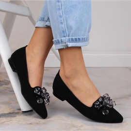 Ballerinas aus schwarzem Wildleder für Damen mit Kristallen T.Sokolski W23-464 3