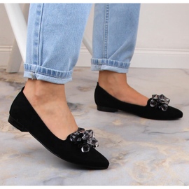Ballerinas aus schwarzem Wildleder für Damen mit Kristallen T.Sokolski W23-464 4