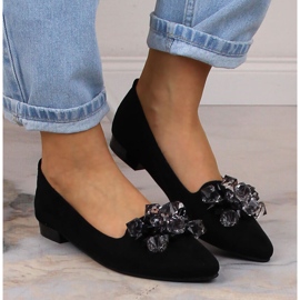 Ballerinas aus schwarzem Wildleder für Damen mit Kristallen T.Sokolski W23-464 5