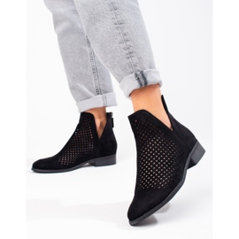 W. Potocki Durchbrochene Frühlingsstiefel für Damen Potocki aus schwarzem Wildleder 1