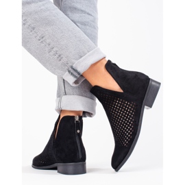 W. Potocki Durchbrochene Frühlingsstiefel für Damen Potocki aus schwarzem Wildleder 2