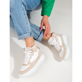 Damen-High-Top-Sneakers Shelovet beige und weiß 1