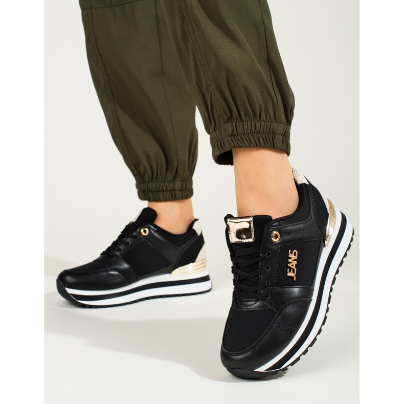 Shelovet Sneaker mit hohem Plateau schwarz 1