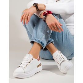 Damensneaker Shelovet in Weiß mit Goldeinsatz 2