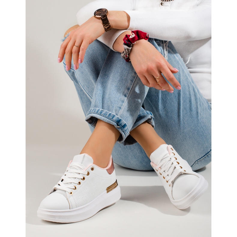 Damensneaker Shelovet in Weiß mit Goldeinsatz 2