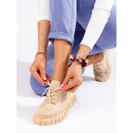 Sportschuhe aus beigefarbenem Shelovet-Stoff für Damen 1