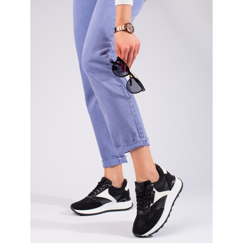 Schwarze Shelovet High-Plateau-Sportschuhe für Damen 1