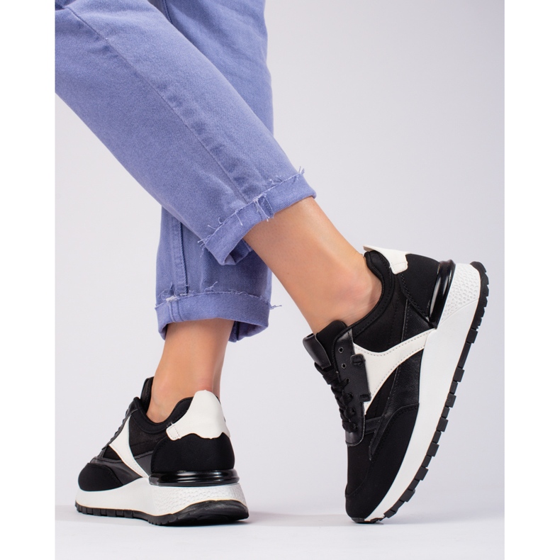 Schwarze Shelovet High-Plateau-Sportschuhe für Damen 2