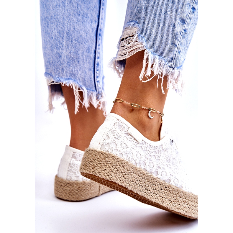 Big Star geflochtene Plateau-Turnschuhe für Damen LL274199 Weiß 4