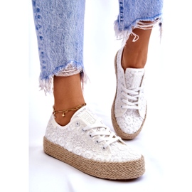 Big Star geflochtene Plateau-Turnschuhe für Damen LL274199 Weiß 2