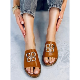 Ebenholz-Kamel-Damenhausschuhe braun 1