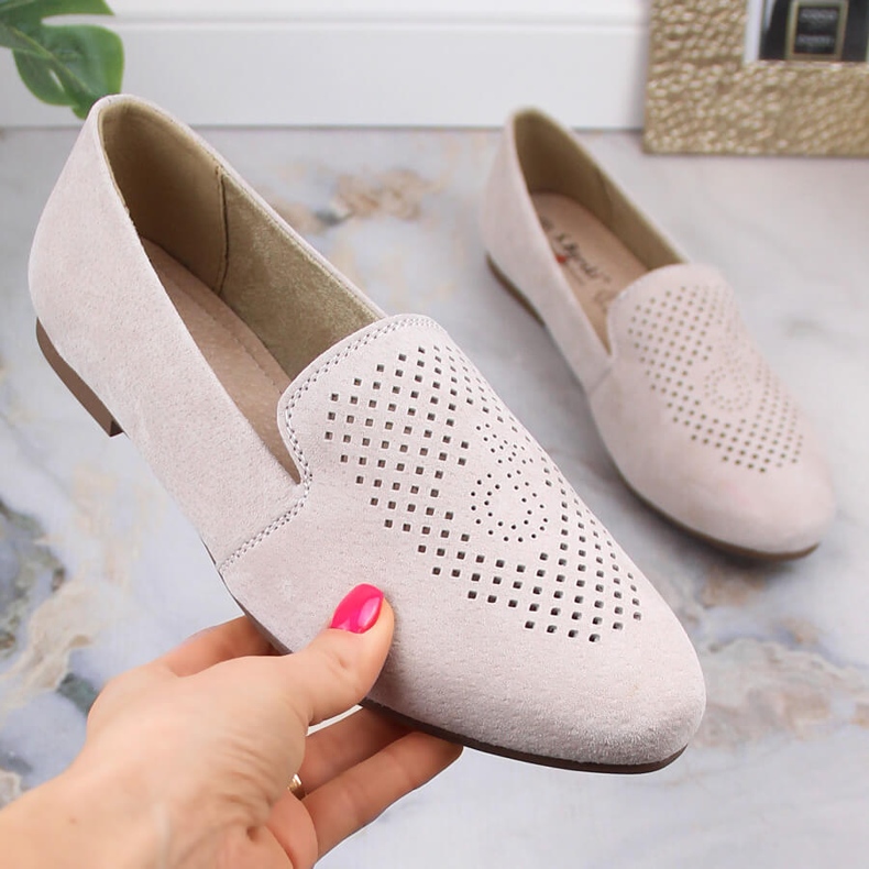 Leder Wildleder bequeme Slipper beige S.Barski LR29515 1