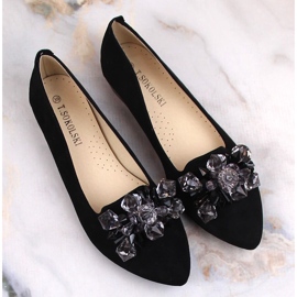 Ballerinas aus schwarzem Wildleder für Damen mit Kristallen T.Sokolski W23-464 8