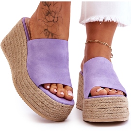 STEPHAN Damen-Pantoffeln mit Keilabsatz und Plateau Lila Ysabel violett 4