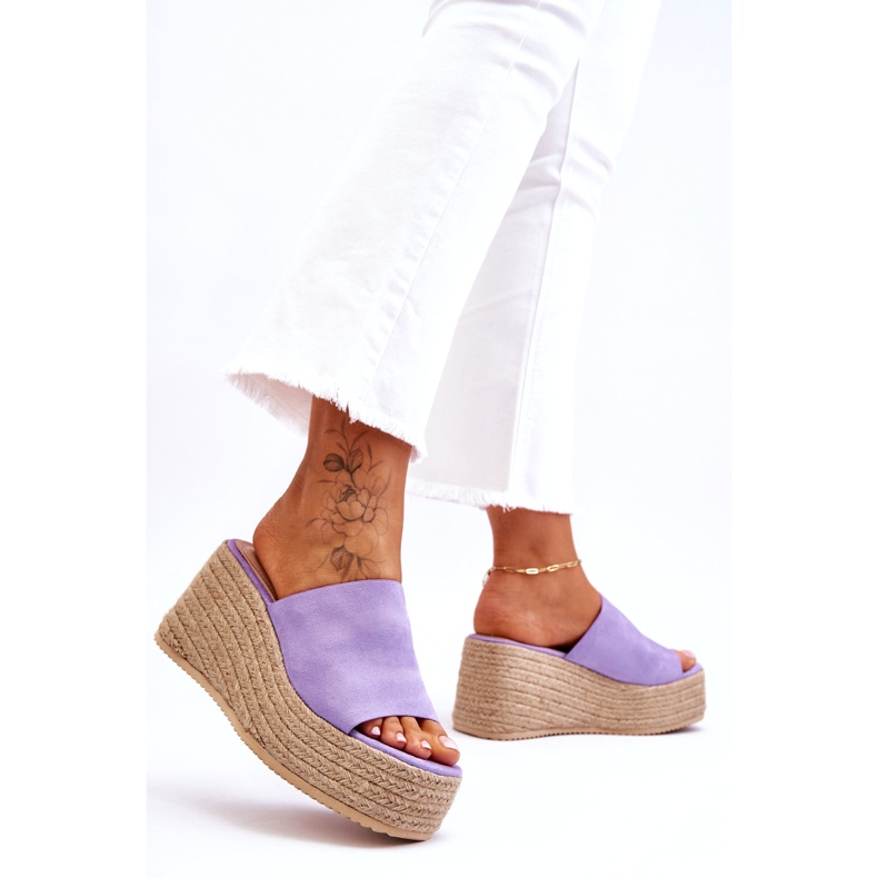 STEPHAN Damen-Pantoffeln mit Keilabsatz und Plateau Lila Ysabel violett 1