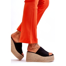 FS1 Damen-Pantoffeln mit Keilabsatz und Plateau Schwarz Ysabel 4