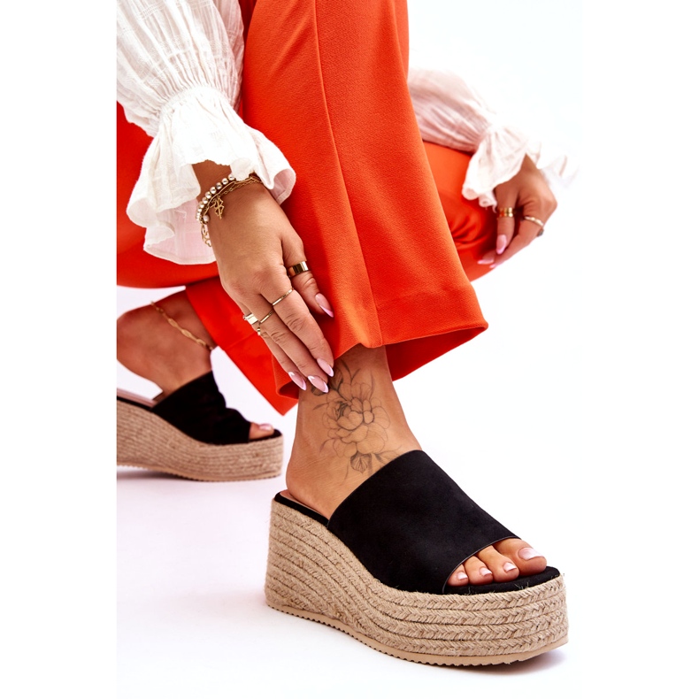 FS1 Damen-Pantoffeln mit Keilabsatz und Plateau Schwarz Ysabel 5