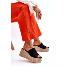 FS1 Damen-Pantoffeln mit Keilabsatz und Plateau Schwarz Ysabel 6