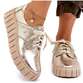 Lemar Leder-Plateauschuhe, Gold golden 4