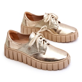 Lemar Leder-Plateauschuhe, Gold golden 3