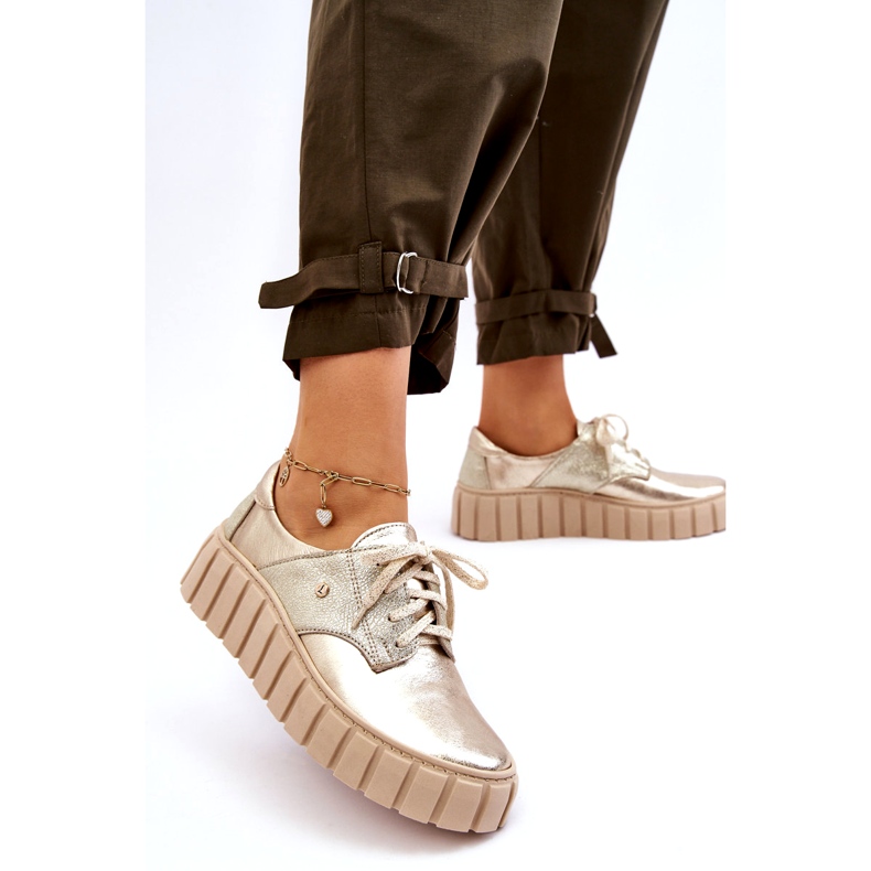 Lemar Leder-Plateauschuhe, Gold golden 1