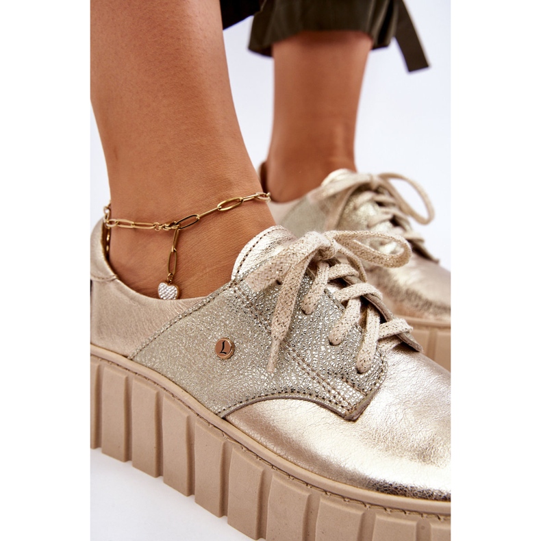 Lemar Leder-Plateauschuhe, Gold golden 2