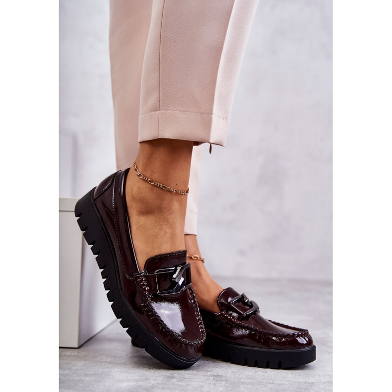 Sergio Leone Lackierte Loafer auf der bordeauxfarbenen Kjersti-Plattform rot 3