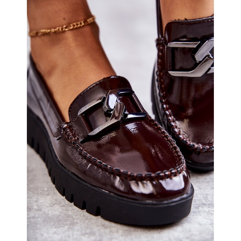 Sergio Leone Lackierte Loafer auf der bordeauxfarbenen Kjersti-Plattform rot 4