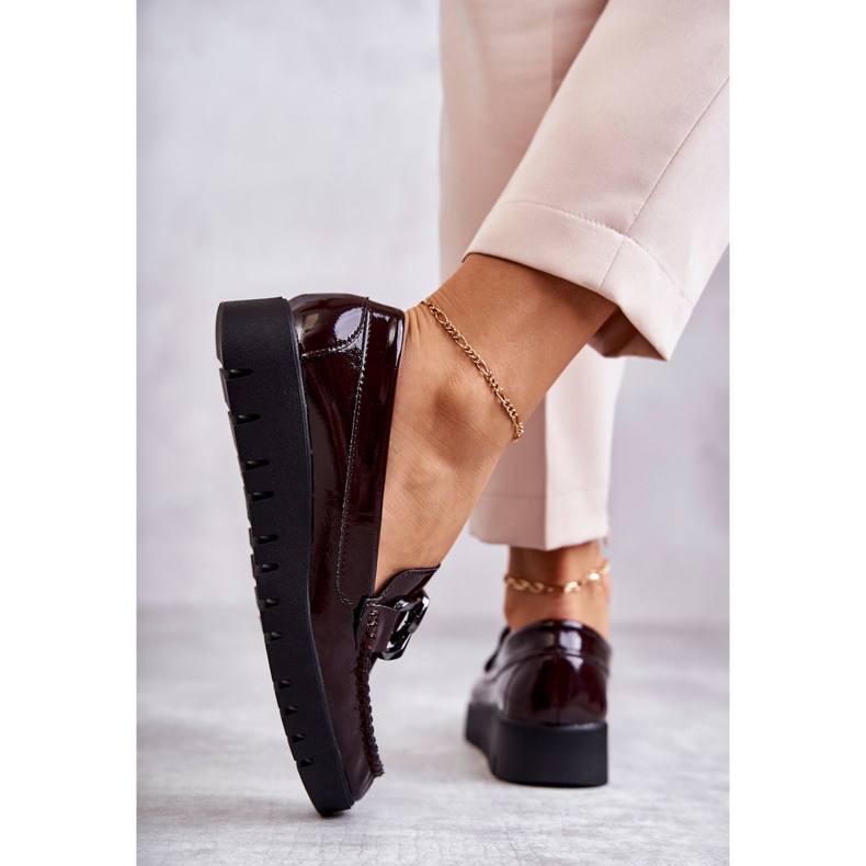 Sergio Leone Lackierte Loafer auf der bordeauxfarbenen Kjersti-Plattform rot 5