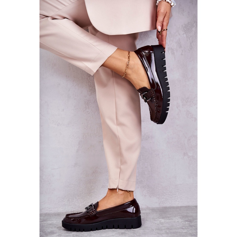 Sergio Leone Lackierte Loafer auf der bordeauxfarbenen Kjersti-Plattform rot 6