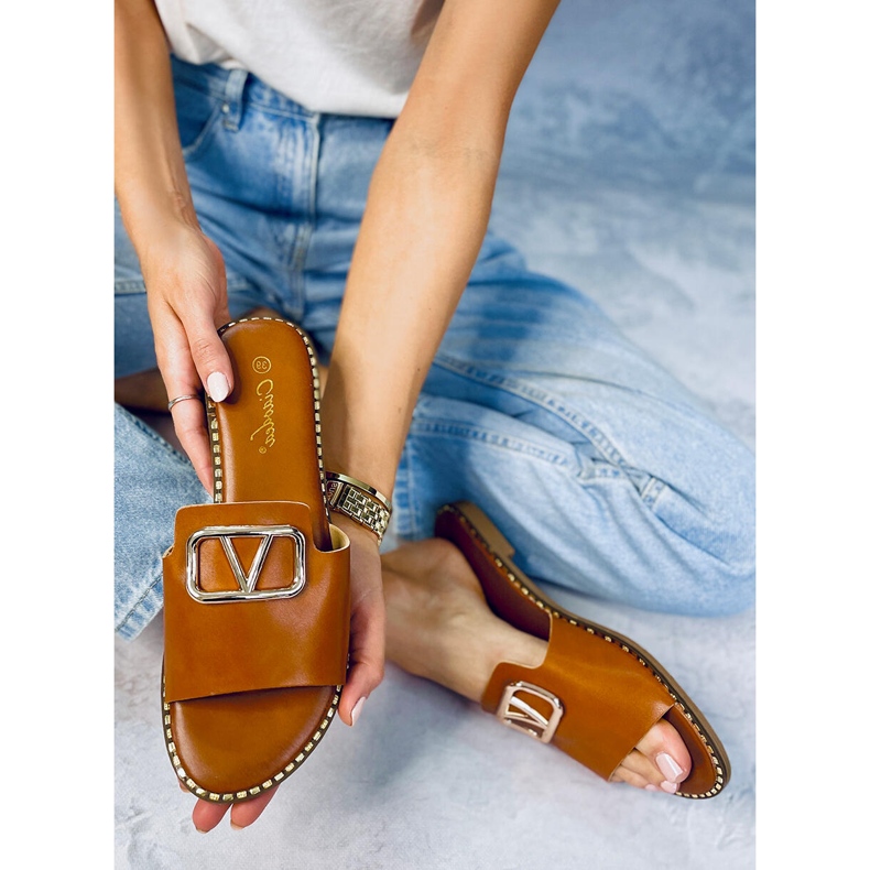 BM Pantoffeln Tonya Camel für Damen braun 2