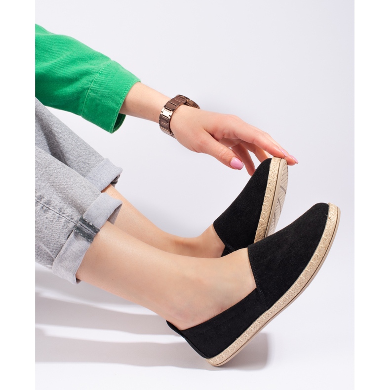 W. Potocki Schwarze Wildleder-Espadrilles für Damen Potocki 2