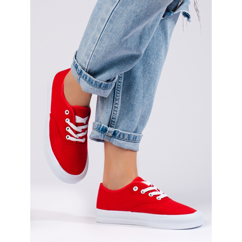 Klassischer Schnürsneaker für Damen Shelovet rot 2