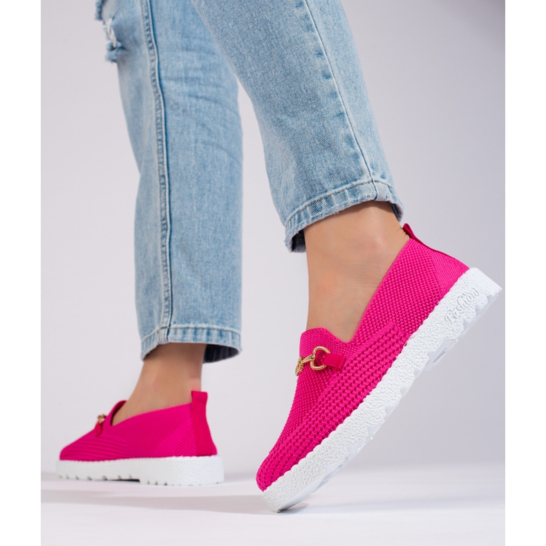 Damen-Slipper aus Shelovet-Stoff in Fuchsia rosa 1