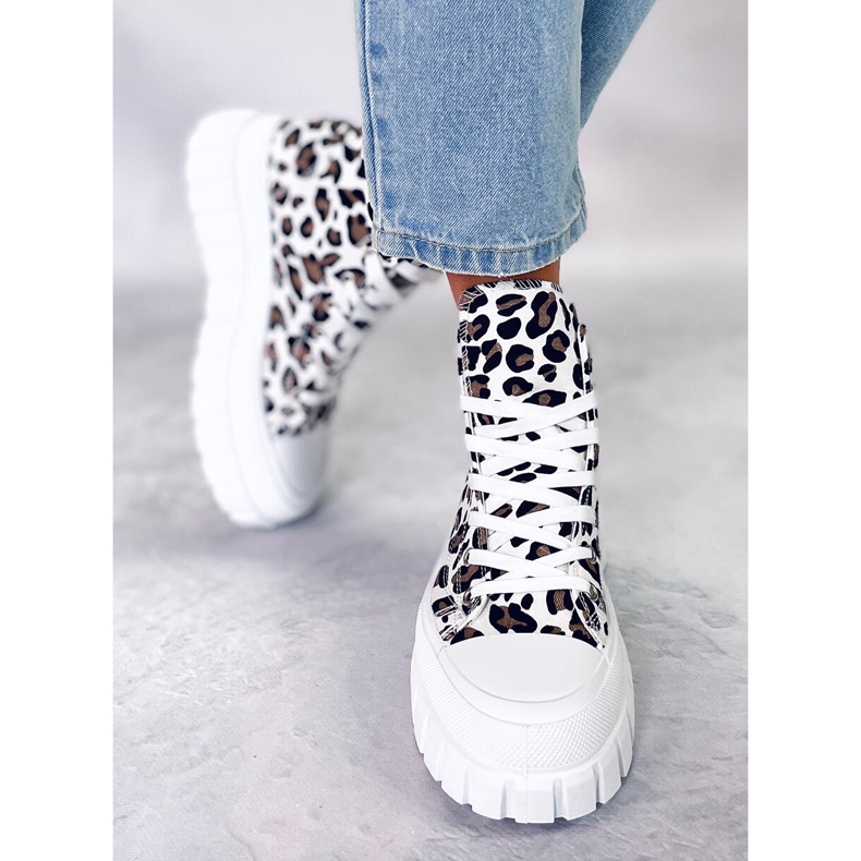 Lion Leopard High-Top-Sneakers mit Leopardenmuster weiß 1