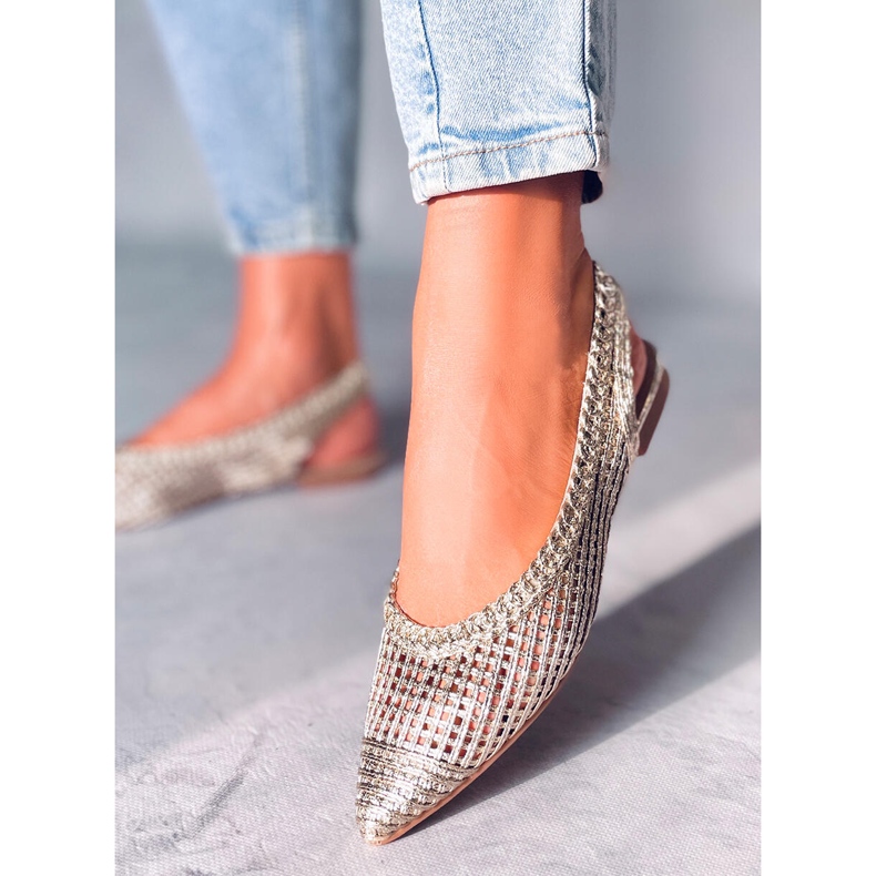 PA1 Grazia Gold durchbrochene Ballerinas mit offener Ferse golden 2