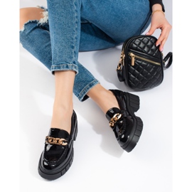 Shelovet schwarz lackierte Plateauschuhe 2